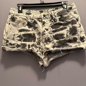 Mossimo Denim Shorts Womens Size 10/30 Black White Tie Dye High Rise